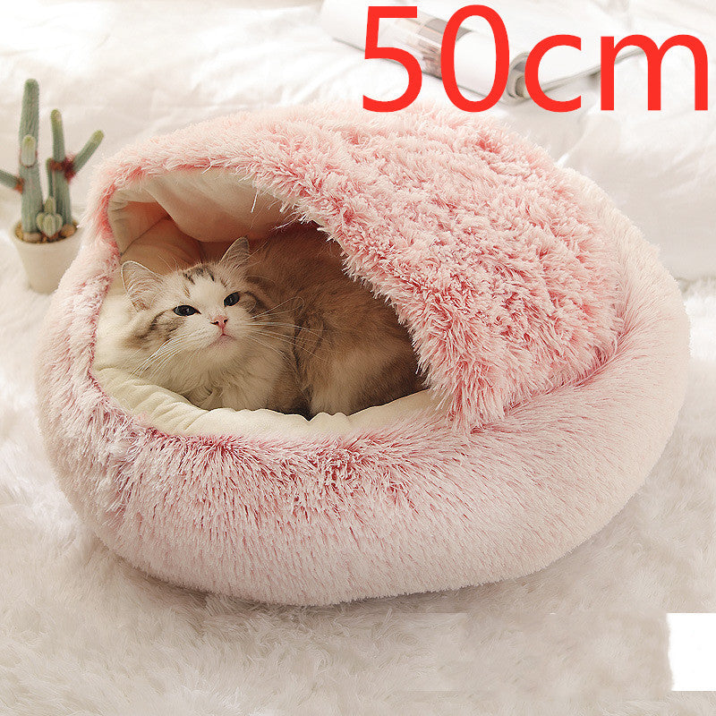 2 In 1 Dog And Cat Bed Pet Winter Bed Round